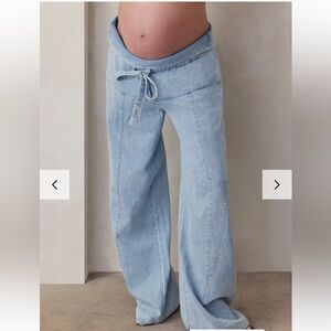 Light Blue Wide Leg Maternity Jeans